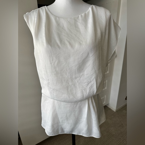 Reiss Tops - REISS Draped White Sleeveless Peplum Blouse – Size 10